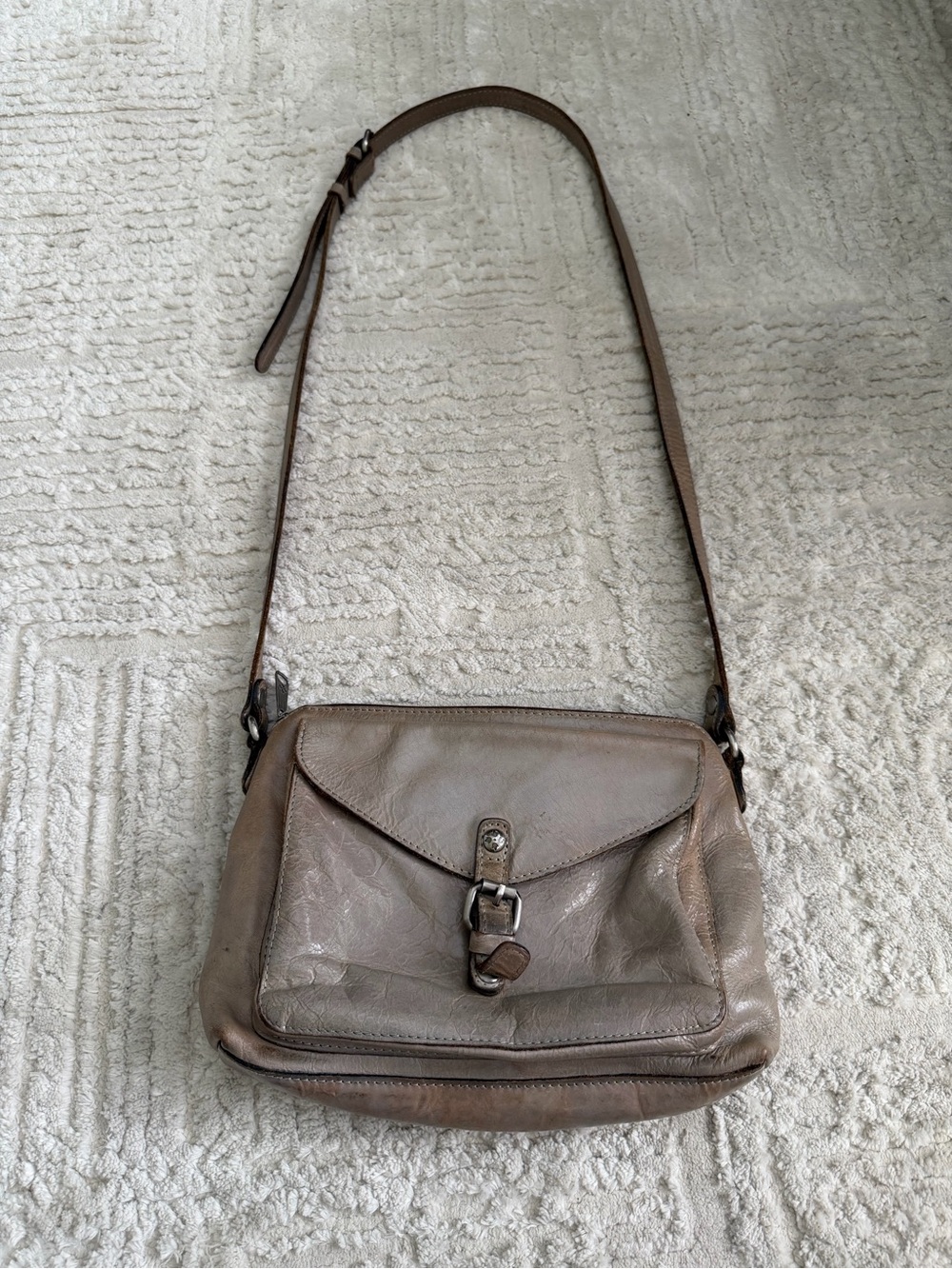 Patricia Nash 90s Brown CrossbodyLeather Shoulder Bag Minimalist Flap
